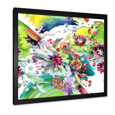 Vibrant Wild Spring Leaves and Wildflowers X - peinture sur toile