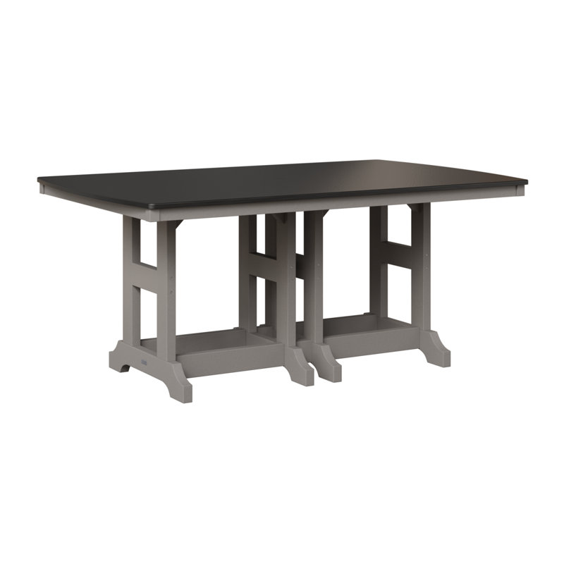 Berlin Gardens Garden Classic 72″ Rectangular Dining Table, 30.87" H x 72" W x 44" D, Light Grey, Hammered Top Black