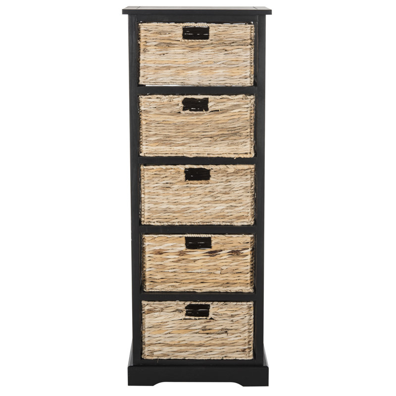 Chamaeleon Solid Wood 43.9cm W 5 - Drawer Chest of Drawers, Distressed Black