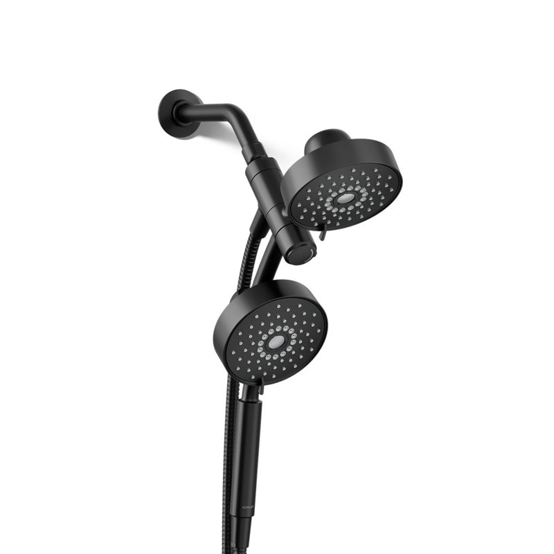 Kohler Purist® 2-In-1 Multifunction Shower Combo Kit, Showerhead and Handshower, Three Spray Settings, Matte Black