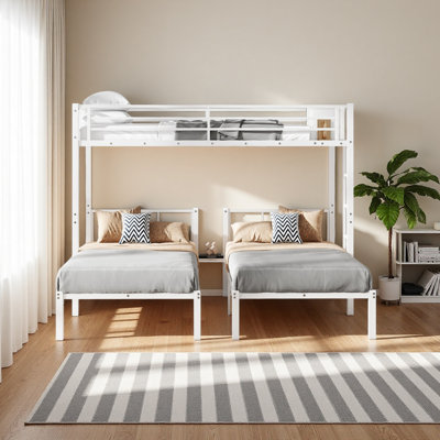 Twin Over Twin & Twin Bunk Beds For 3, Twin XL Over Twin & Twin Bunk Bed Metal Triple Bunk Bed