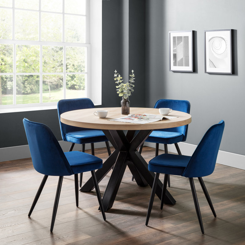 Iisakki 48cm H Velvet Upholstered Side Chair, Blue