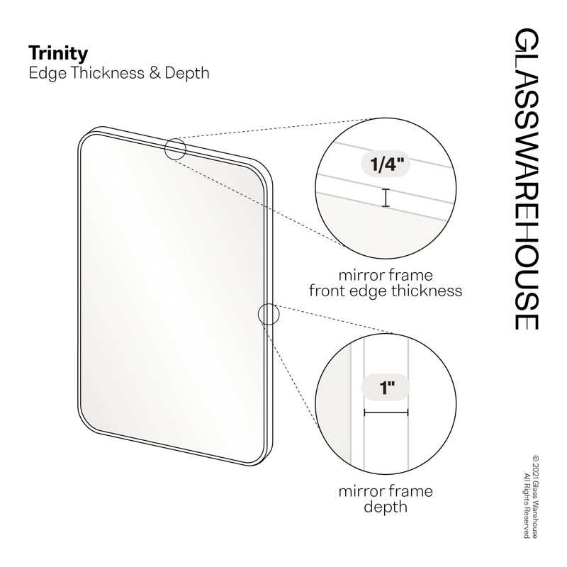 Radius Corner Modern & Contemporary Bathroom/Vanity Mirror, Black