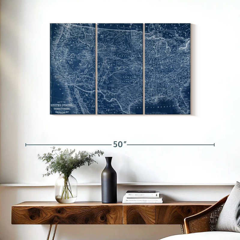 Aliaz US Map Blueprint, 24" H x 38" W