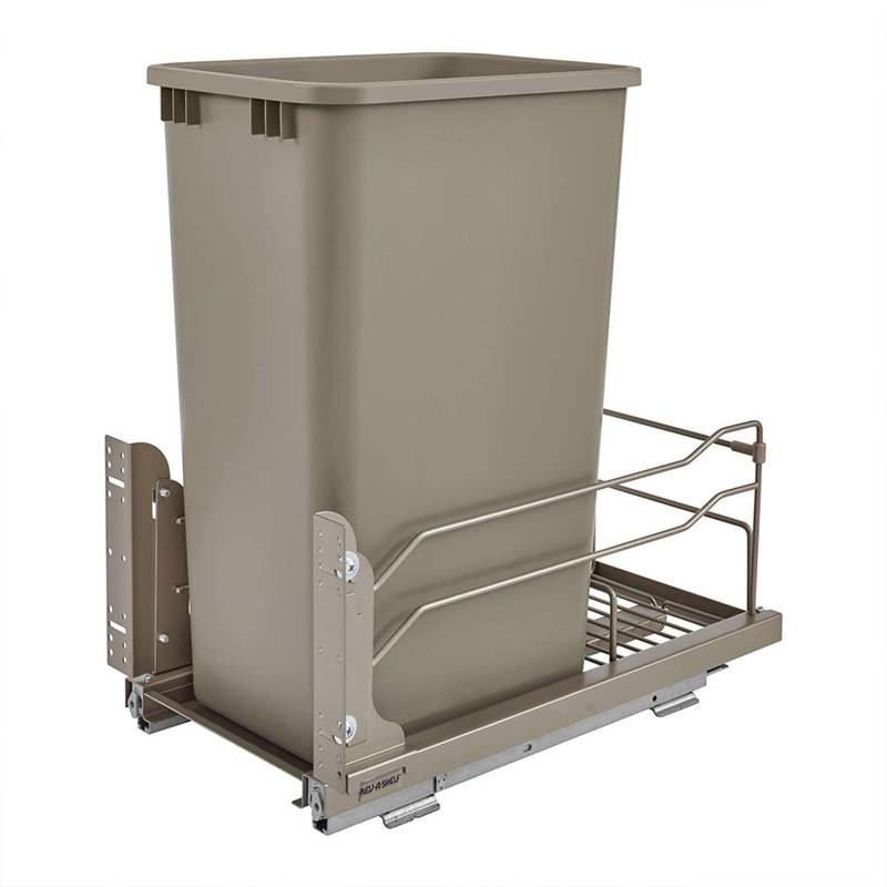 Rev-A-Shelf Pullout Kitchen Trash Can 50 qt. with Soft-Close , Champagne