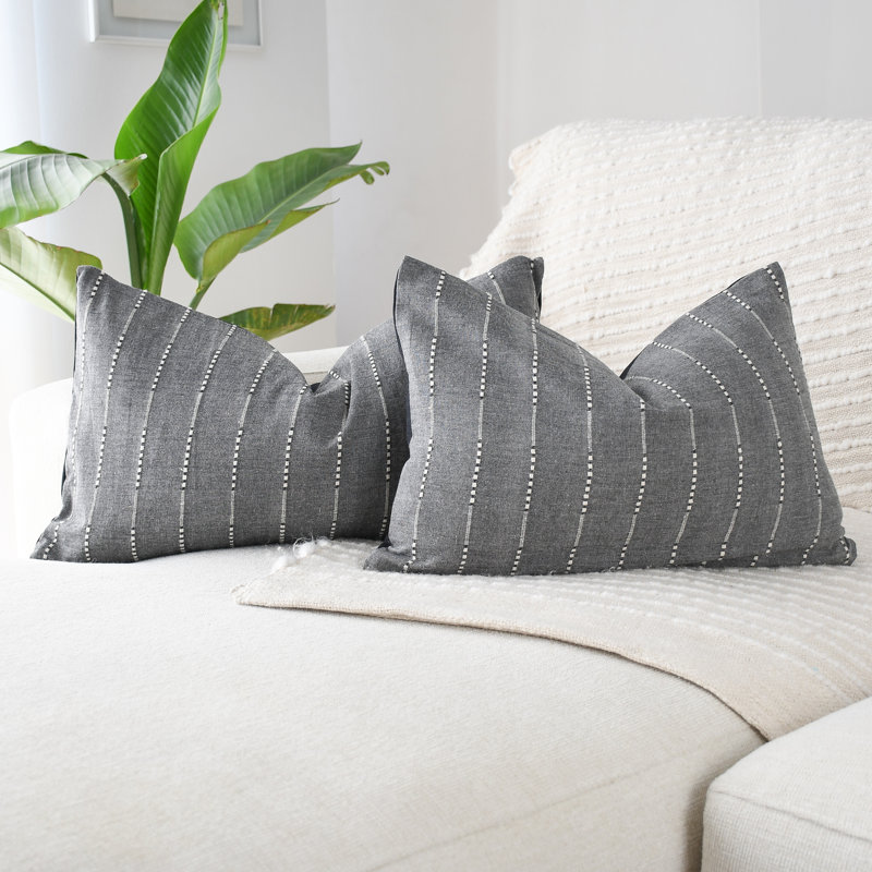 Thai Gray Lumbar, Gray, Rectangle 14"H x 36"W