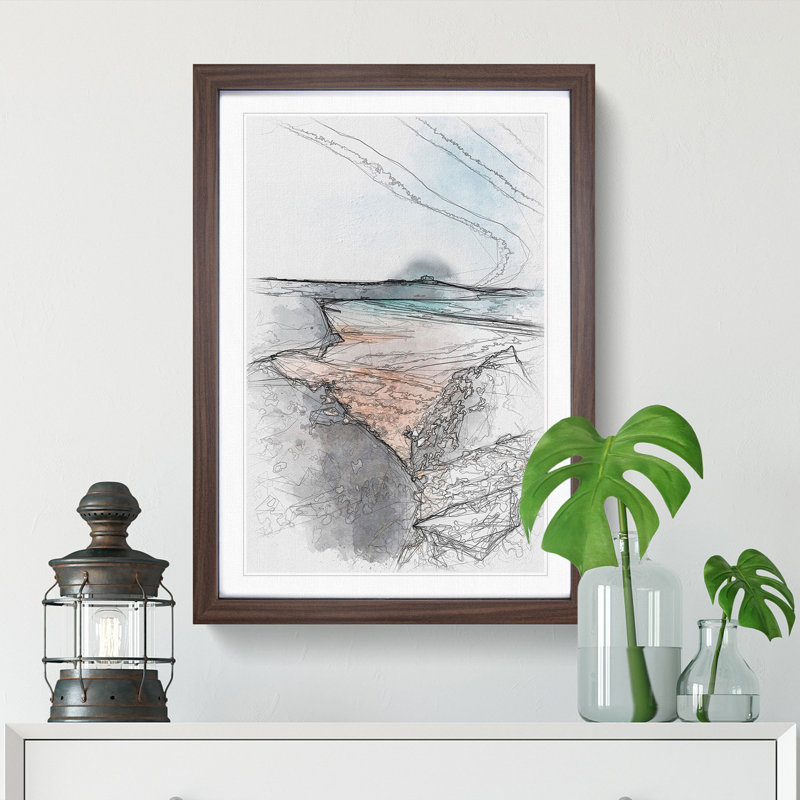 Tolcarne Beach in Newquay - Picture Frame Painting Print, Walnut Framed, 87cm H x 62cm W x 2cm D