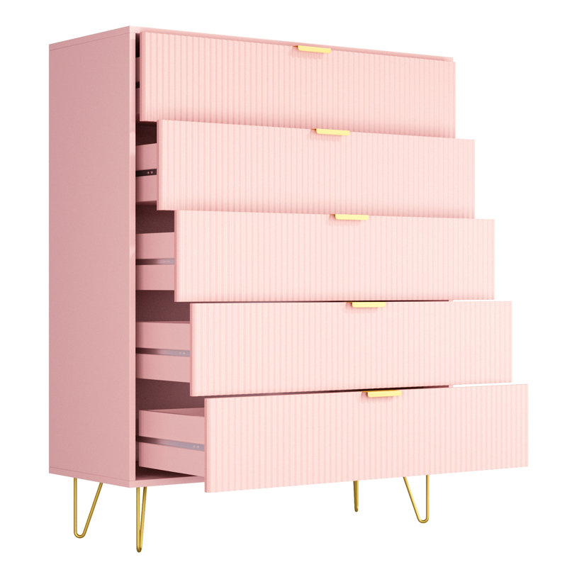 Commode 5 tiroirs Scaggs, Rose