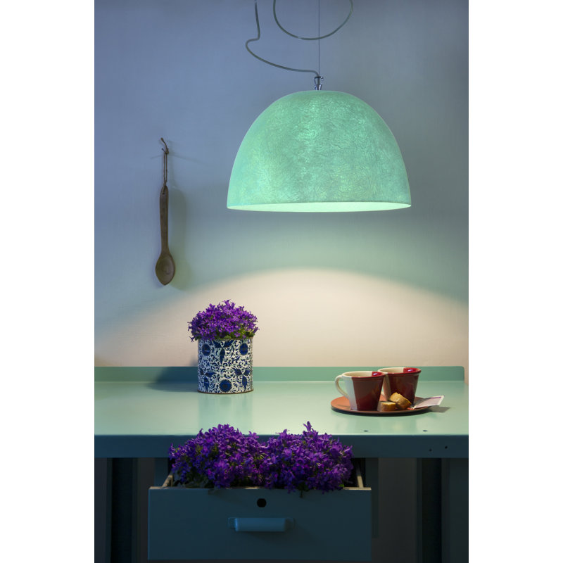Luna 1 - Light White Dome Pendant, Turquoise