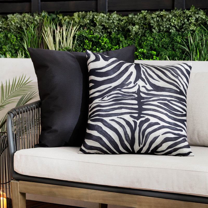 Leopardis Zebra Indoor / Outdoor Animal Print Square Throw, Pillow Cover Only - No Insert