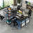 2-Person Reversible Computer Desk Long Office Desk With LED Lights-1927610916