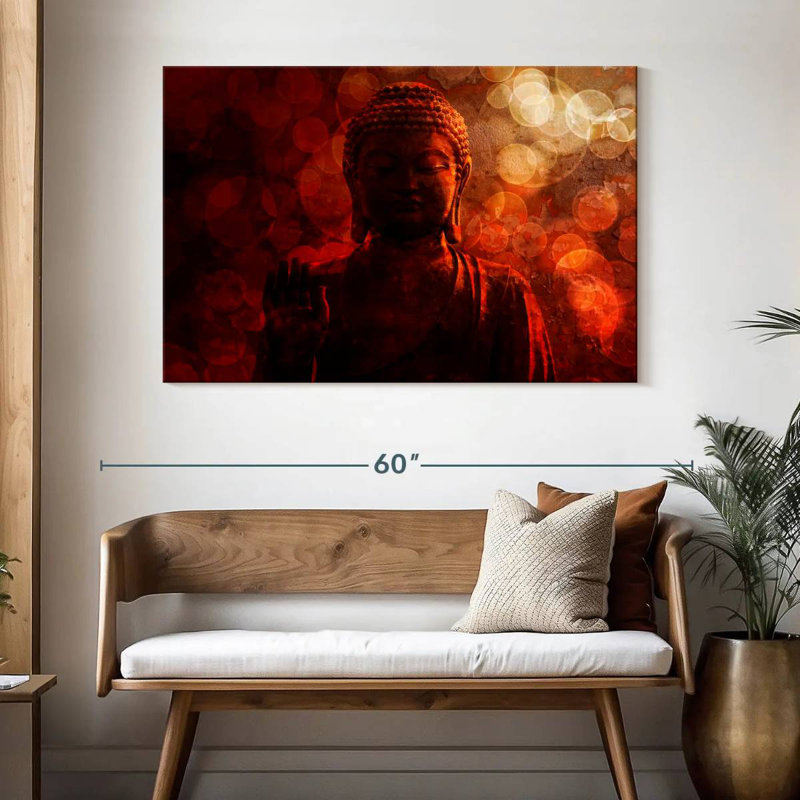 Bouddha rouge bronze Adella, H 32 po x l 48 po
