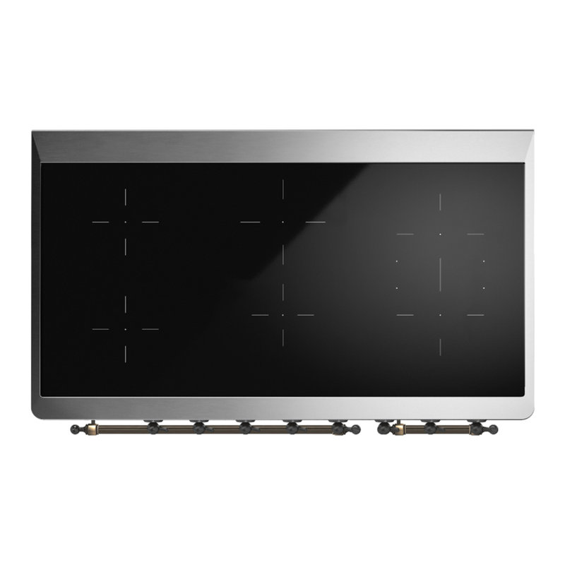 Majestic III Series 48 Inch Induction Range with 6 Induction Elements in Matte Graphite (Brass Trim), Glossy Black, Burnished