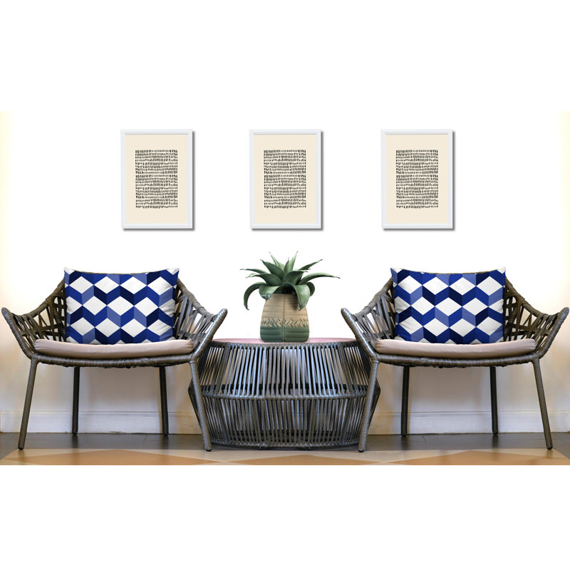 Outdoor Reversible Throw Pillow, Navy Blue