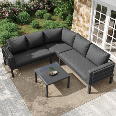 4-5 Person Garden Lounge Set With Cushions And Coffee Table