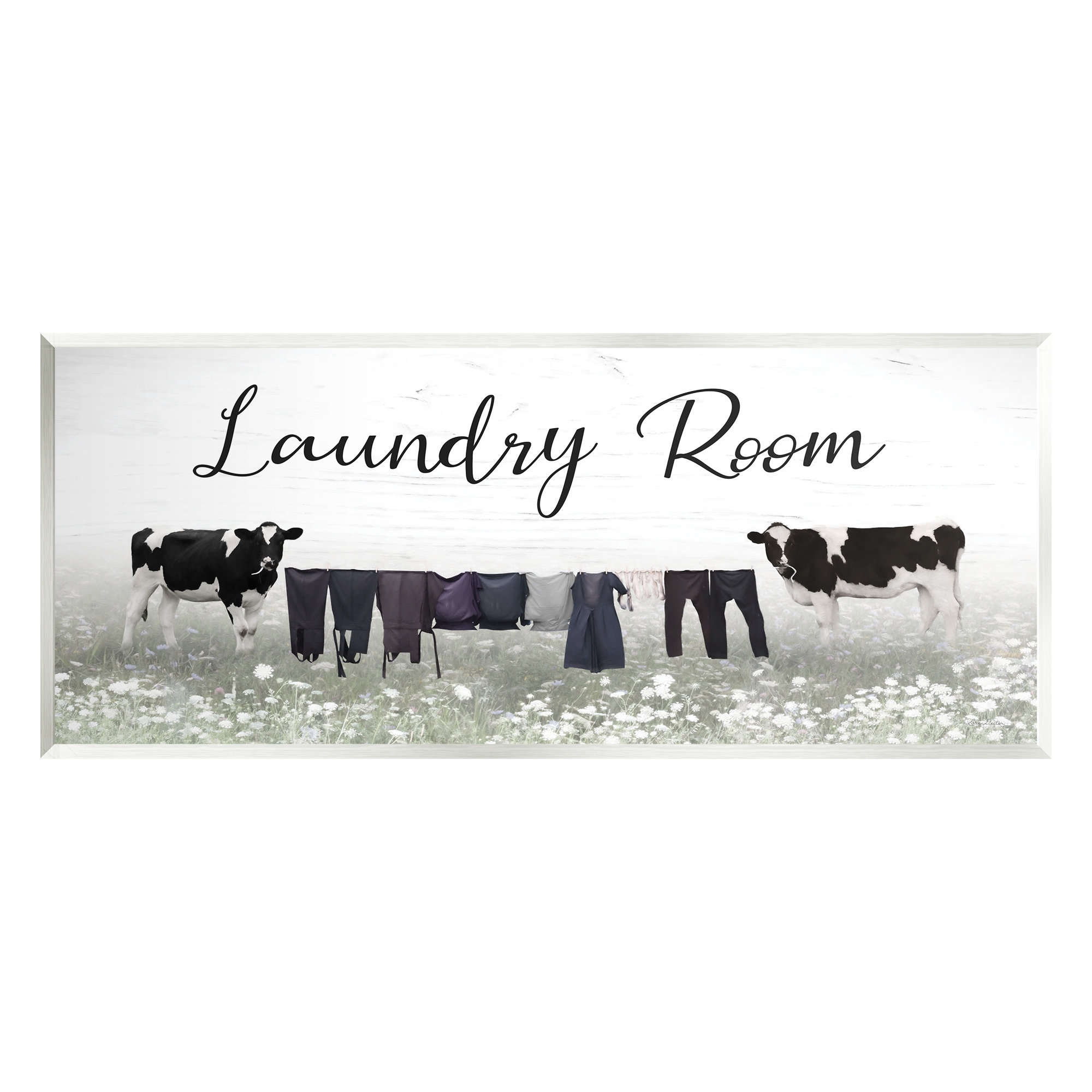 Stupell Industries Laundry Room Clothes Drying Cows Wall Plaque Art By ...