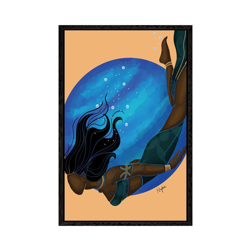 Pisces - Painting on Canvas, Black Framed, 66.04cm H x 45.72cm W x 3.81cm D