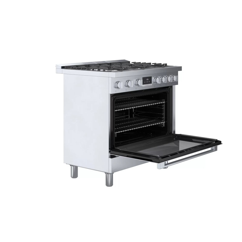 800 Series 36" 3.7 cu. ft. Freestanding Dual Fuel Range with True European Convection, Stainless Steel