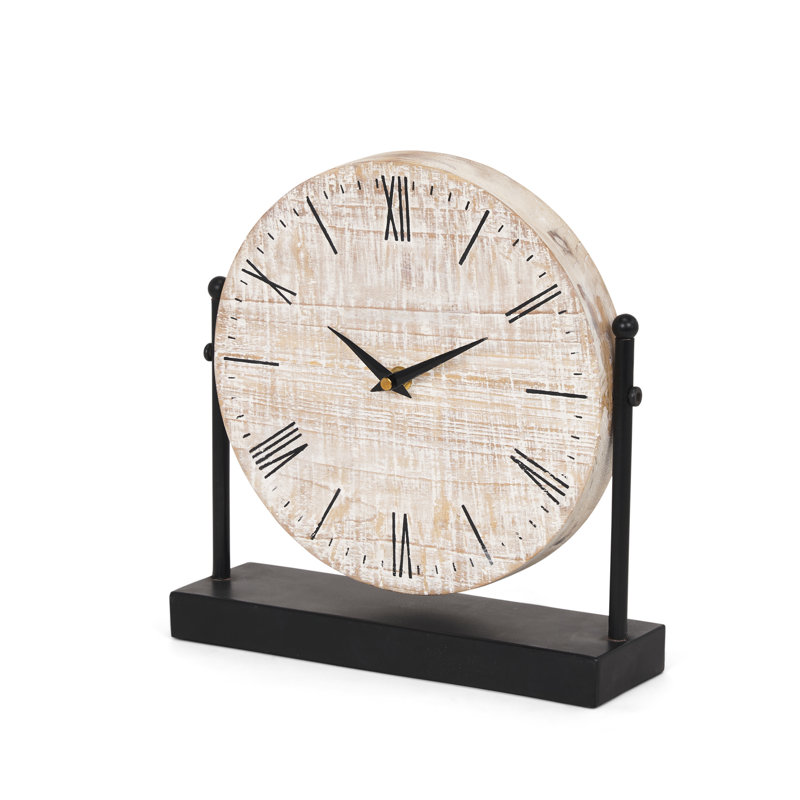 Horloge de table analogique à quartz en bois naturel