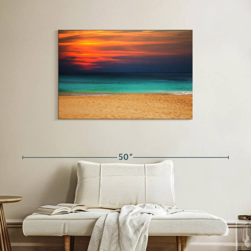 Coucher de soleil sur la mer Gillard, H 26 po x l 39 po