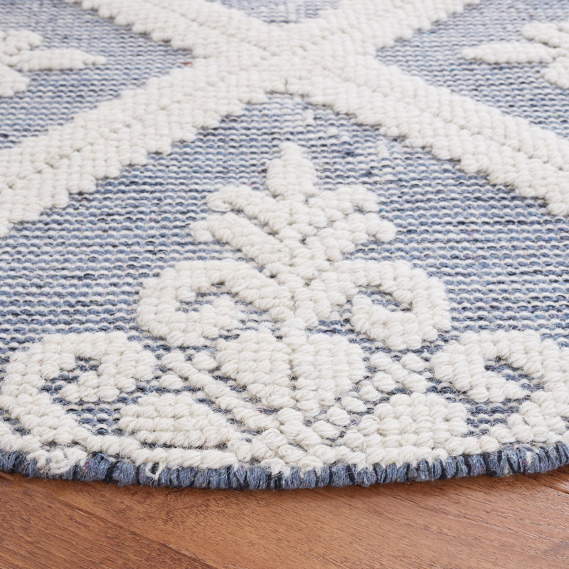 Vermont Hand Woven Wool Damask Rug, Round 6'