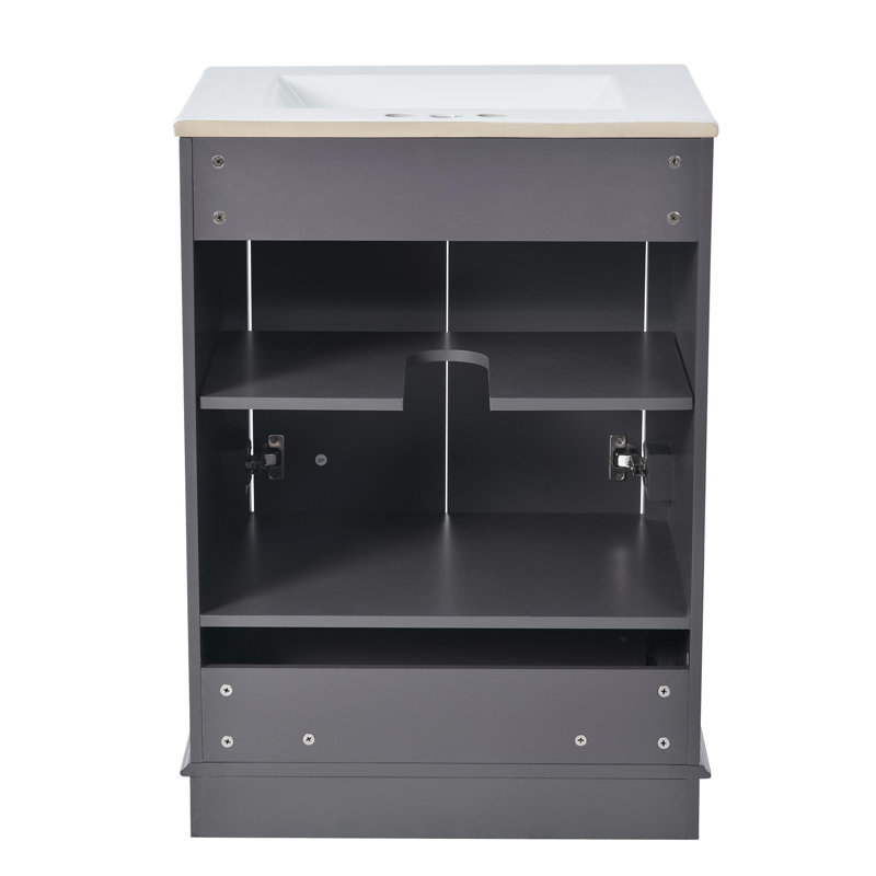 Meuble-lavabo 24 po avec lavabo en céramique, Bleu gris, Gold