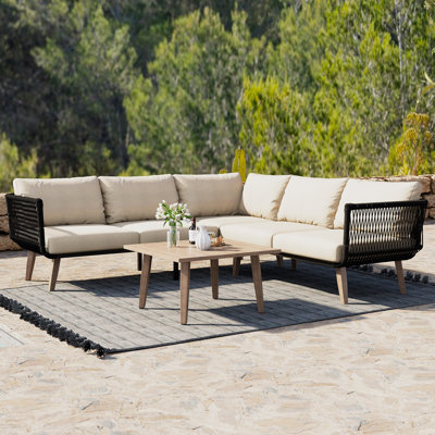 Woven Rope 5 - Person Garden Sofa Set With Cushions