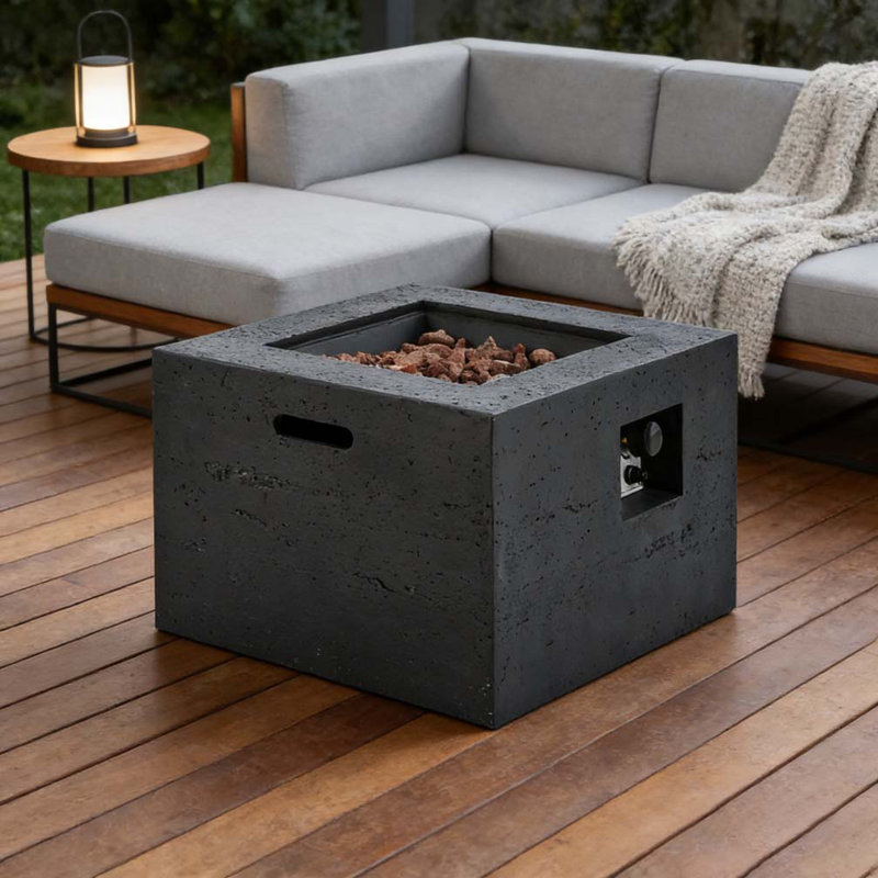 Outdoor Square Fire Pit, Black