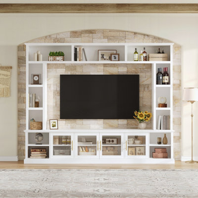 Entertainment Center Wall Unit For Tvs Up To 80", All-In-One Modern Entertainment Center With Bookshelves, TV Console Unit With Shelving For Living Room