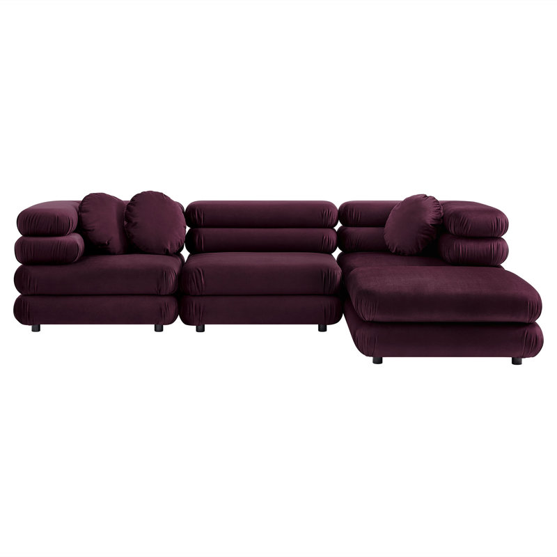 Canapé modulaire en velours 4 pièces Jubilee, Velours mûre