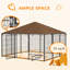 Chenil extérieur, enclos pour chiots de 6,9 pi x 6,9 pi x 5 pi avec auvent, cage de clôture pour parc de jardin, bol tournant, café-116225509