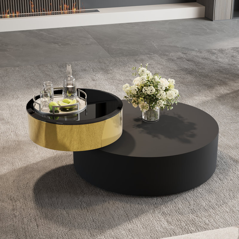 Table basse gigogne moderne extensible 31,5 po, Noir, Noir