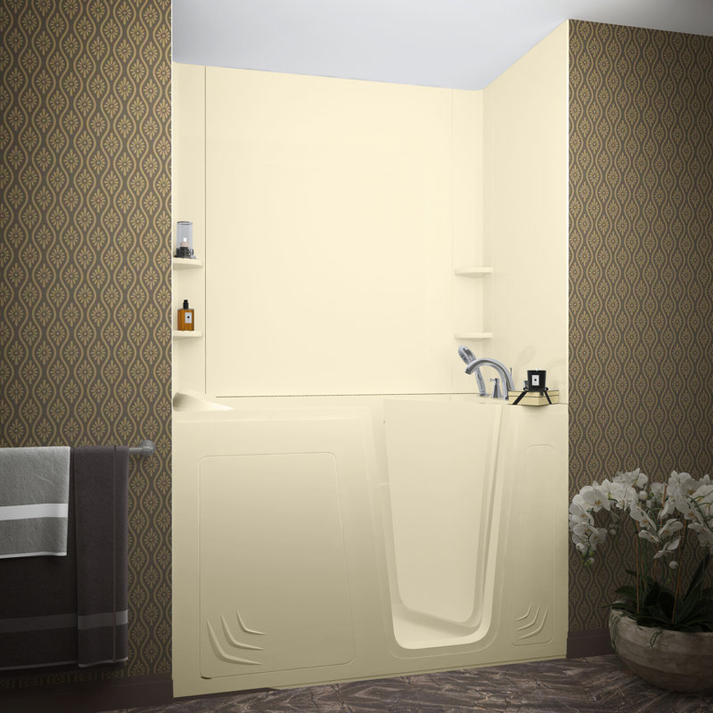 Aspen 60" x 32" Walk in Soaking Bathtub, Biscuit, Right
