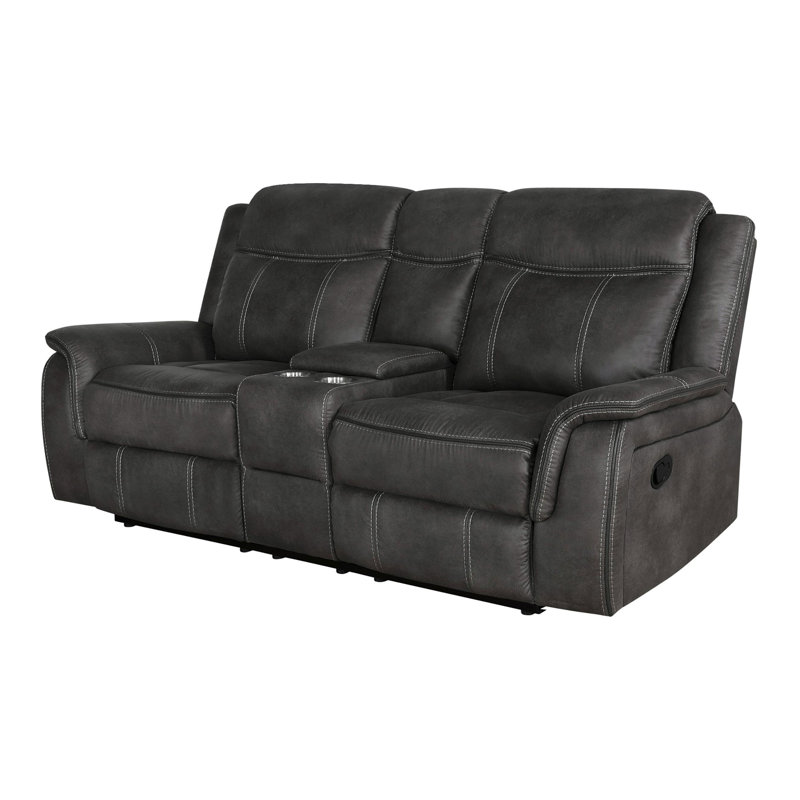 Causeuse inclinable rembourrée avec accoudoirs rembourrés gris anthracite, Similicuir noir