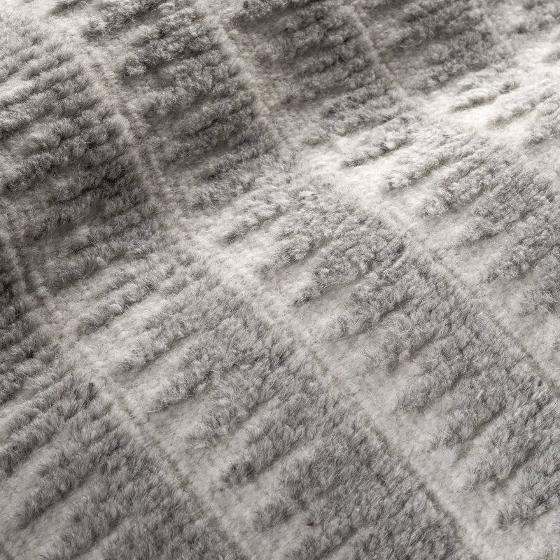 Whitby Hand Knotted Wool Geometric Area Rug in Gray/Ivory, Rectangle 3' x 5'