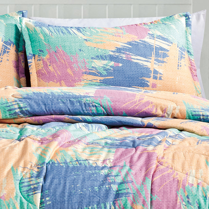 Vibrant Multicolor King Microfiber Bedspread Set with Pillow Shams