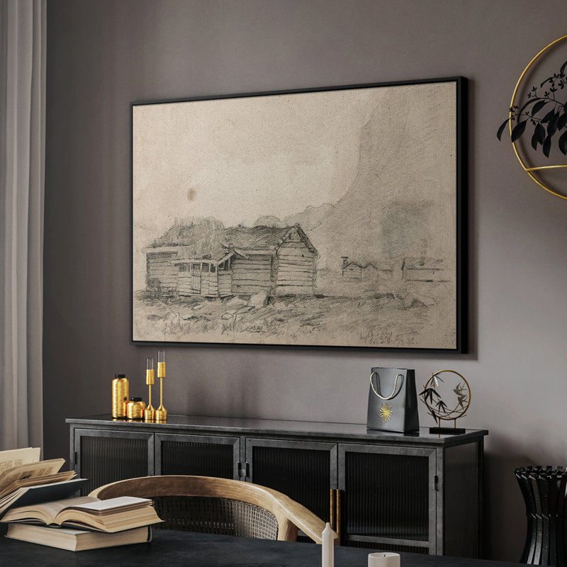 Croquis rétro - LXI, Toile avec cadre flottant noir, H 17 po x l 25 po