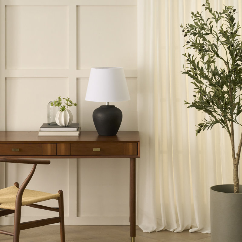 Leisha Ceramic Table Lamp, Black, White