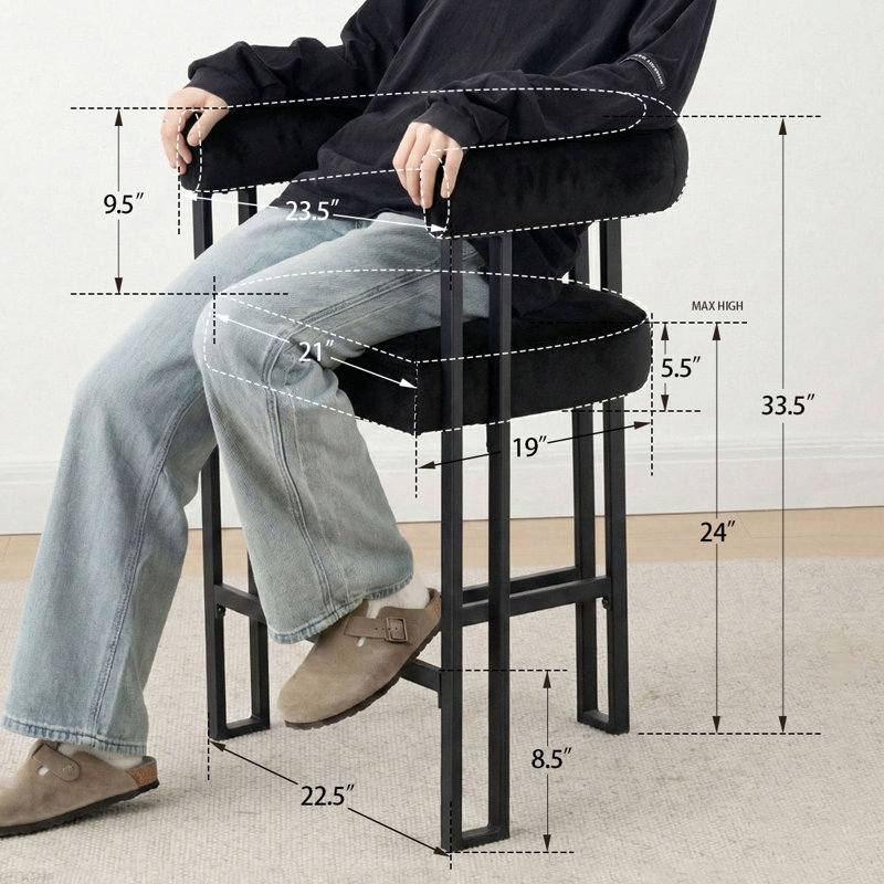 Tabouret de bar 24 po, Noir