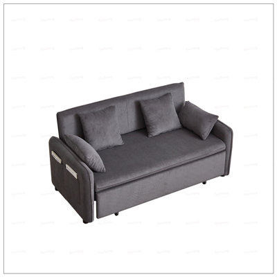 Canapé-lit ajustable de 66 pouces avec 4 tiroirs, 4 coussins, poches latérales, velours côtelé doux, parfait pour le salon et les petits espaces