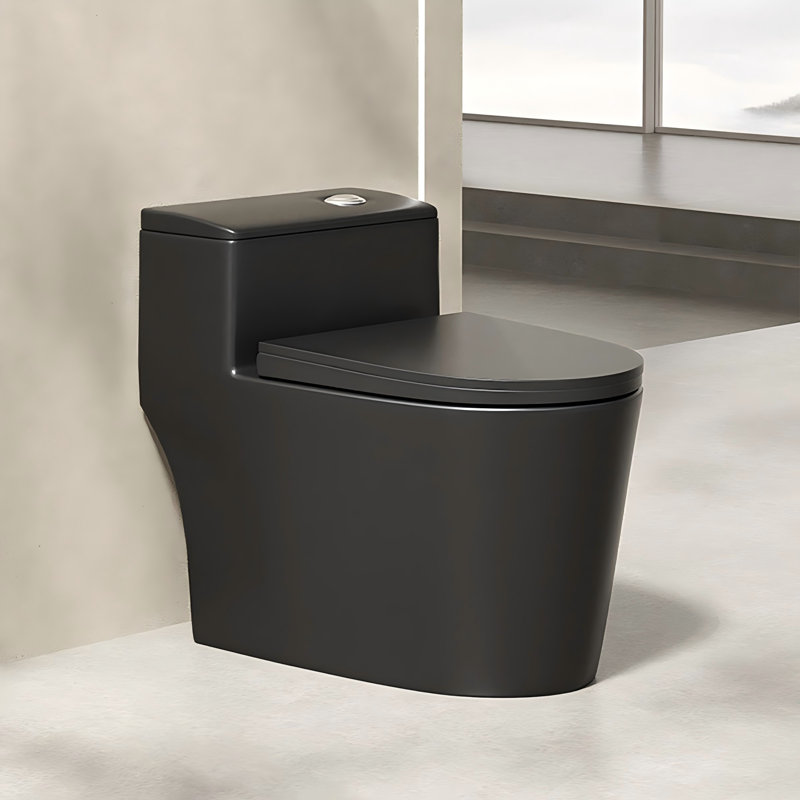 12" Rough-In 15.75"Seat Height Black Household Siphonic Quiet Toilet