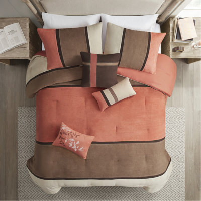 Ensemble d'édredon 7 pièces en faux suède Coral Queen