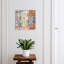 Key cabinet for home, Opens to the right, 30x30x5, Black, Colorful, plant patterns on square tiles, 