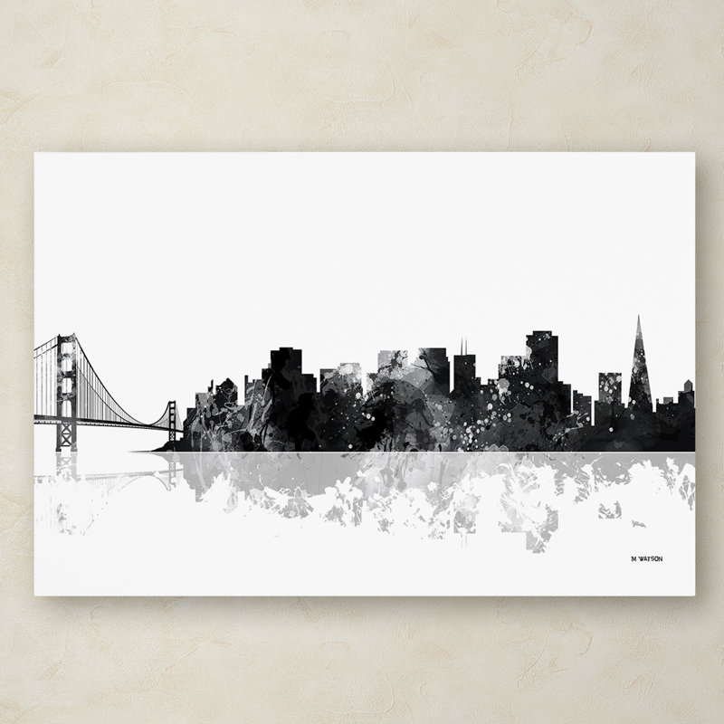 « san francisco california-horizon-1 », reproduction d’art sur toile tendue, H 12 po x l 19 po x P 2 po