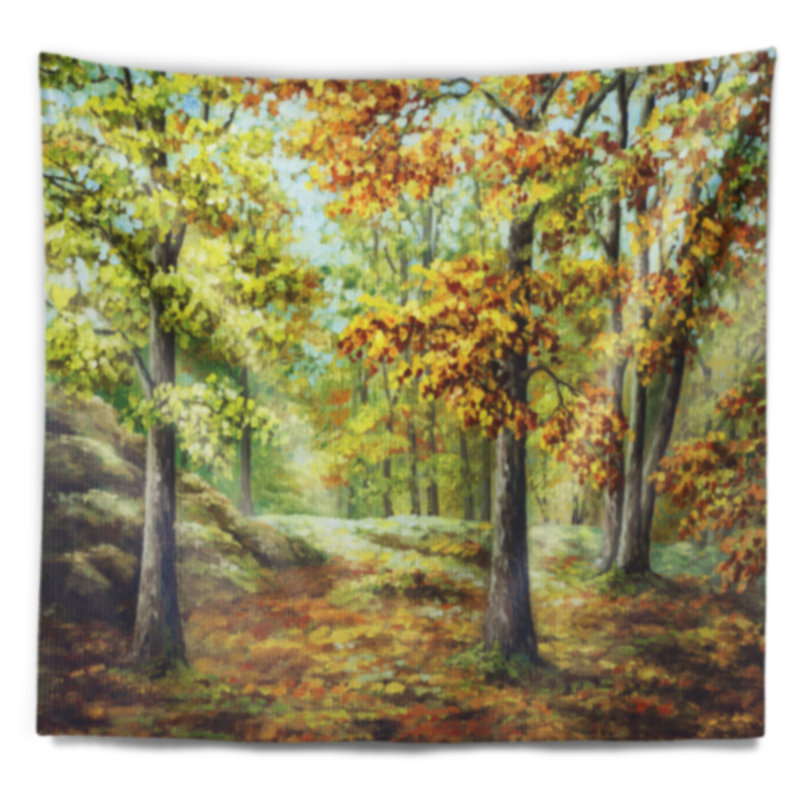 Tapisserie d'automne de paysage en bois, H 68 po x l 80 po