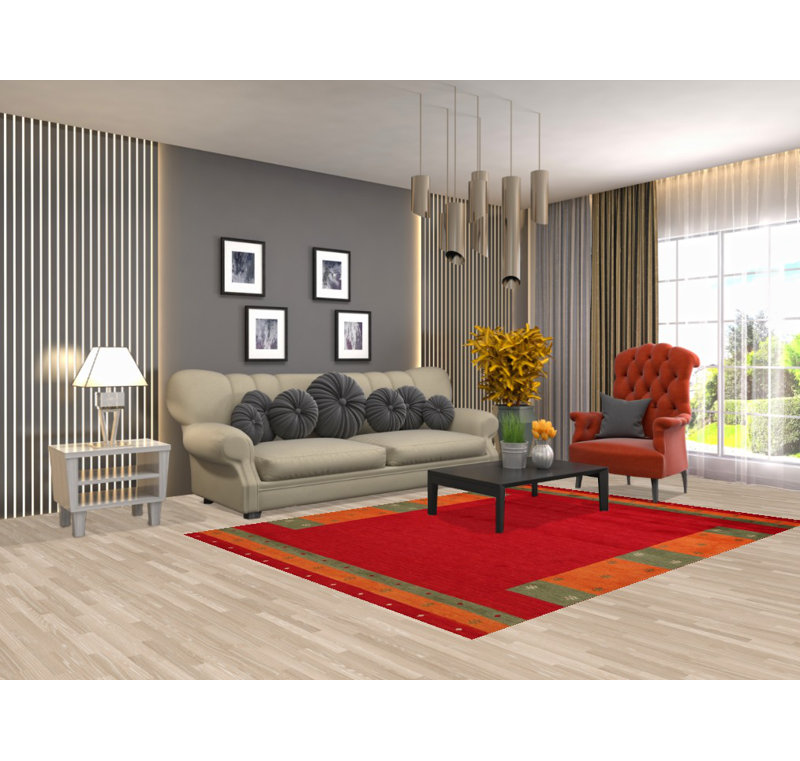 Tapis oriental rouge fait à la main Gabbeh 8