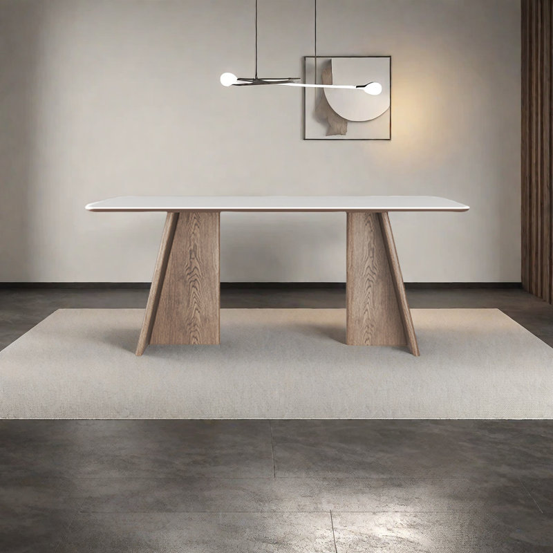 Antibacterial stone slab, with solid wood legs, H 29,5 po x L 55,1 po x l 31,4 po