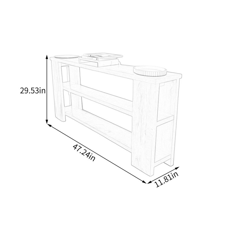 Console Nordic, 29,53 po H x 47,24 po L x 11,81 po P, Bois naturel