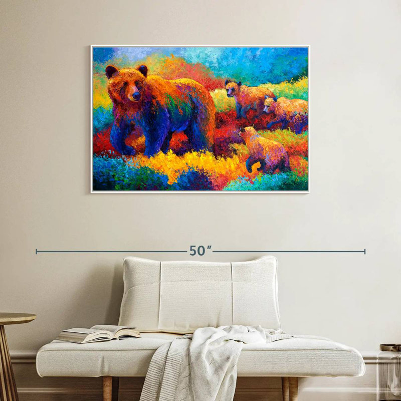 Famille Grizz, Cadre flottant blanc, 40 po x 27 po
