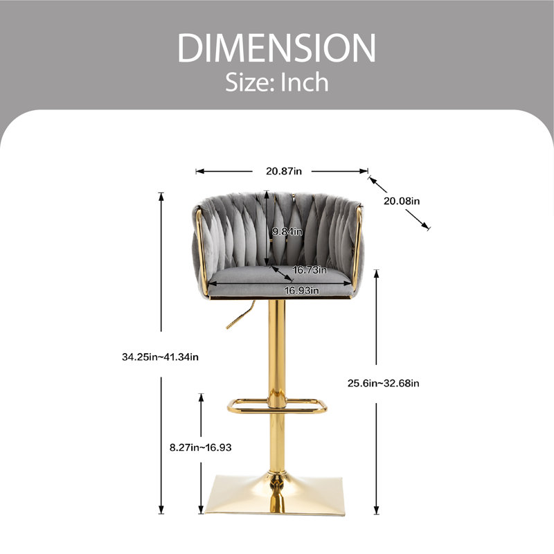 Tabouret pivotant à hauteur ajustable Devanne, gris
